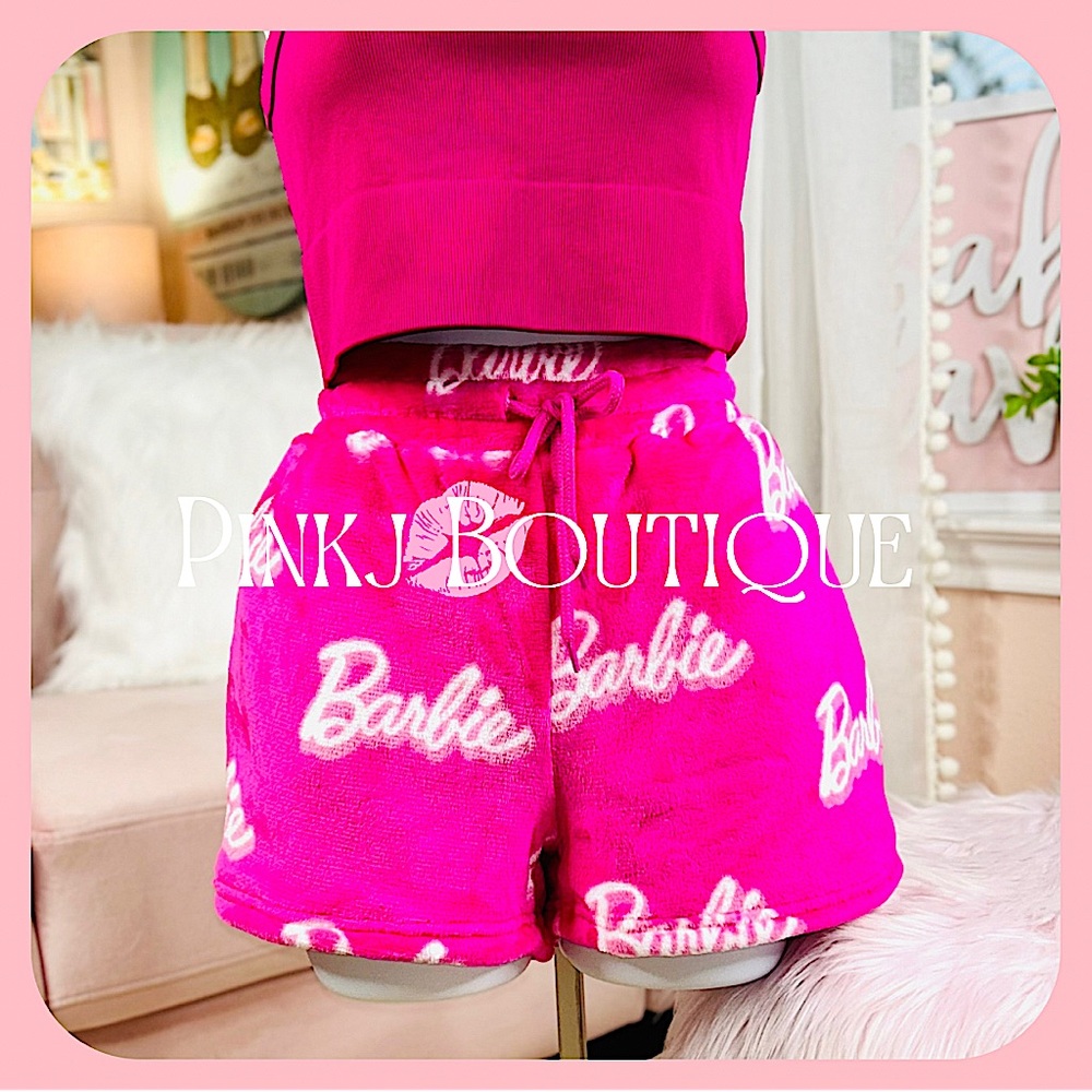 💗🎀{Barbie} Beautiful Hot Pink | White Signature Velour Loungewear Shorts!
